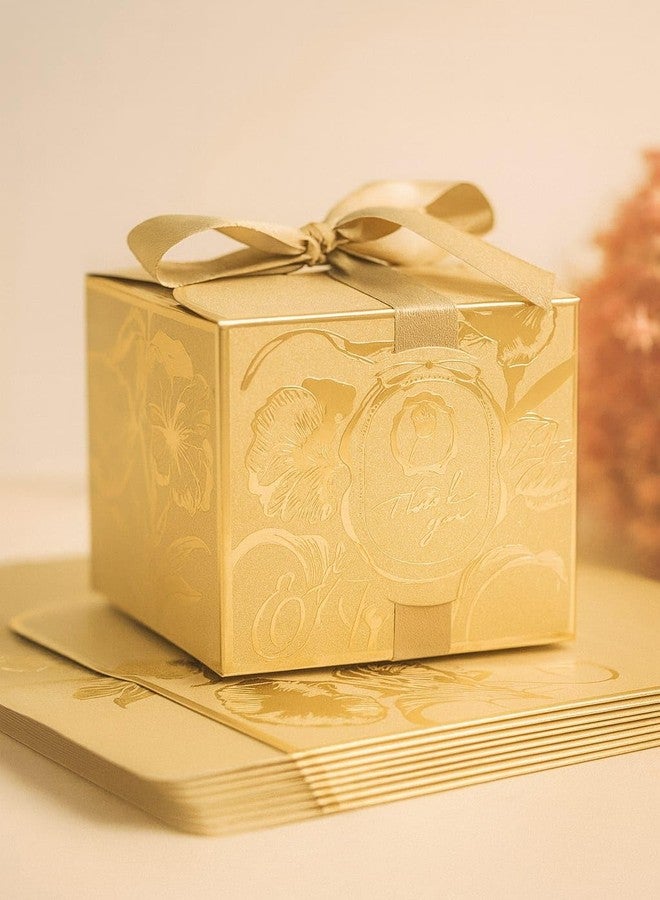 VRB Dec 10 Pcs Small Folding Gift Boxes with handle for Packaging/Gift Boxes for Gifting,hamper boxes for gift empty,return Gifting,Chocolates, Dry Fruits, Wedding & Pooja Gifts (10 Pcs Golden Special You Thankyou Box)